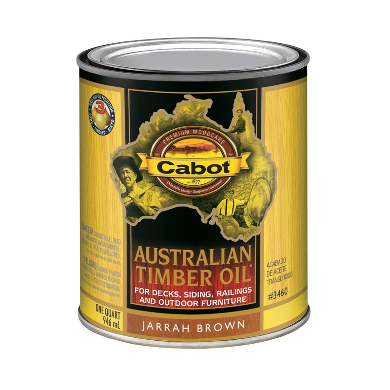Cabot Australian Timber Oil Wood Stain and Protector, Jarrah Brown, 1 Quart - Image 1